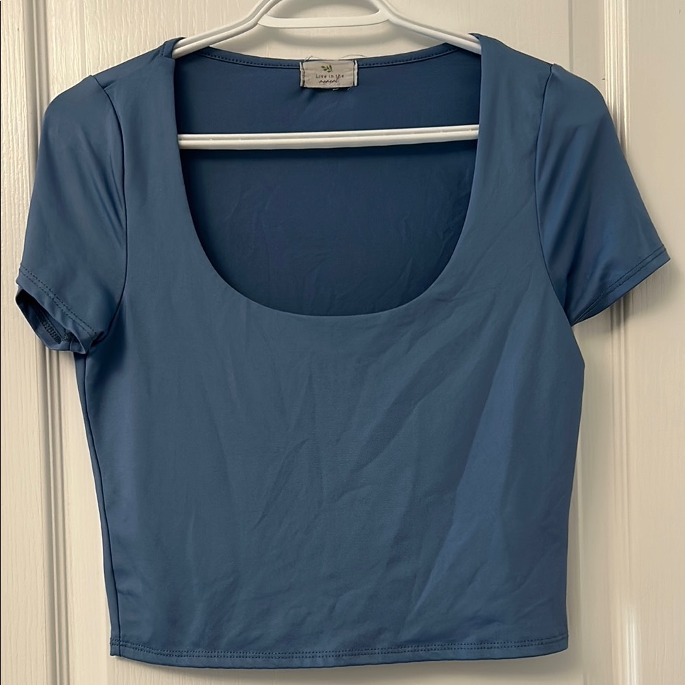 Blue Fitted Crop T-Shirt